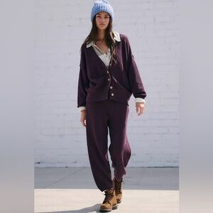 Free People Hailee Cardi Set in vintage wine sz Small